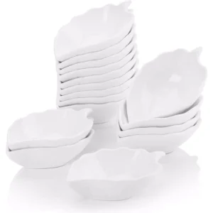 MALACASA 4.5 in. White Porcelain Ramekins Souffle Dishes Serving Bowls (Set of 16)