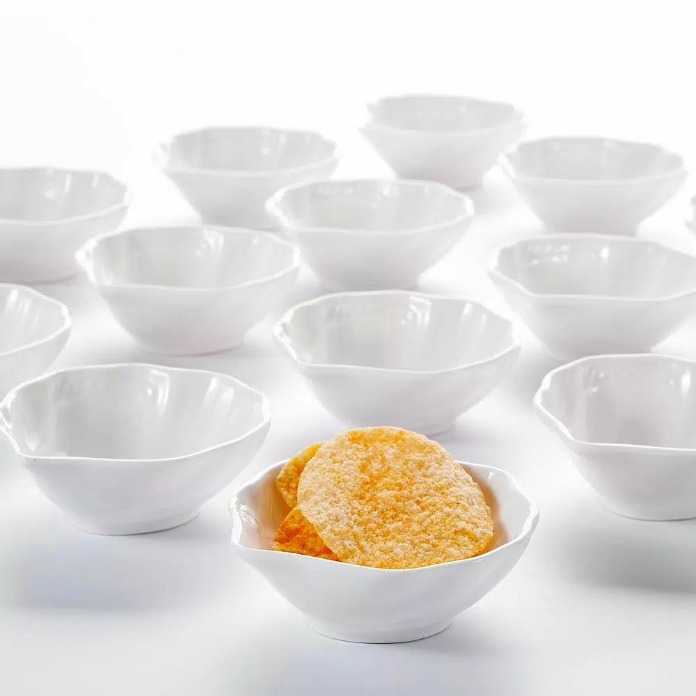 MALACASA 3.5 in. Porcelain White Ramekins Souffle Dishes Serving Bowls