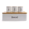 MegaChef 4-Piece Metal Canister Set with Bamboo Cutting Board Lid