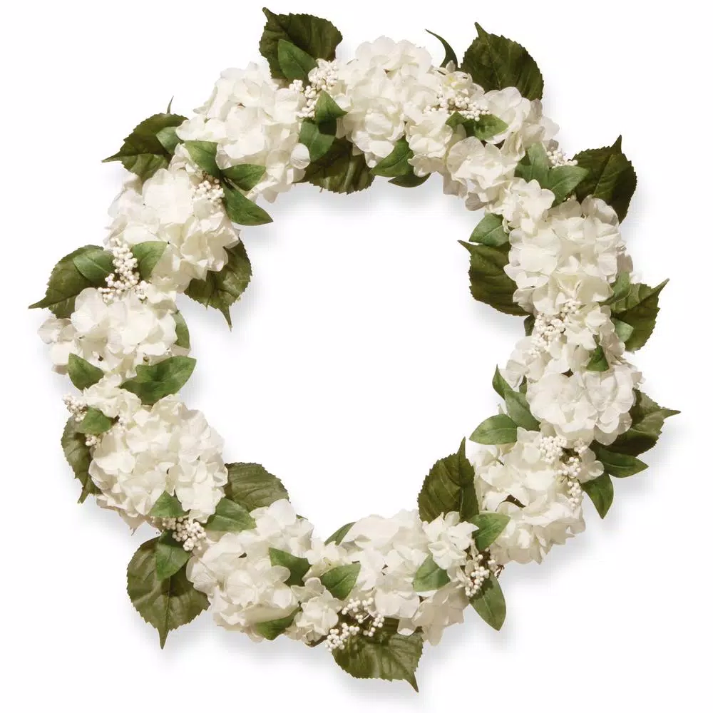 National Tree Company 32 in. Cream Hydrangea Wreath