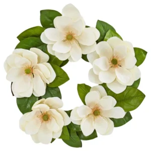 Nearly Natural 23 in. Indoor Magnolia Artificial Wreath