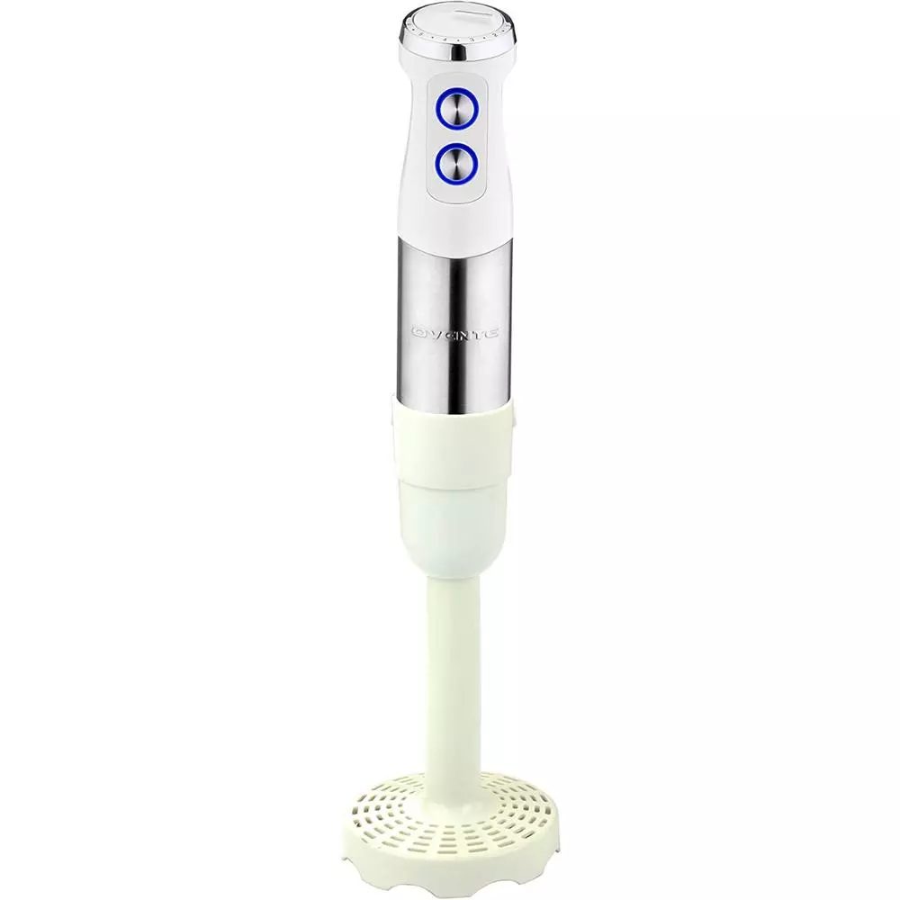 Ovente 6-Speed Hand Blender Potato Masher Attachment, White
