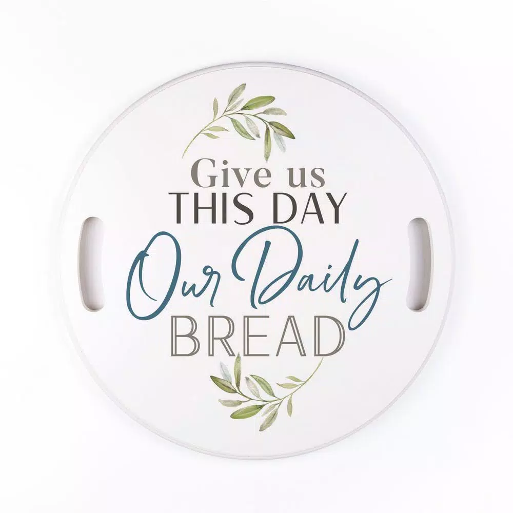 P Graham Dunn White Give Us This Day Decorative Wood Tray