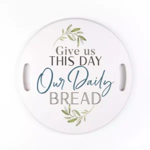 P Graham Dunn White Give Us This Day Decorative Wood Tray