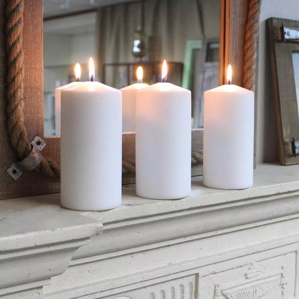 Stonebriar Collection 6 in. White Unscented Pillar Candles (Set of 6)