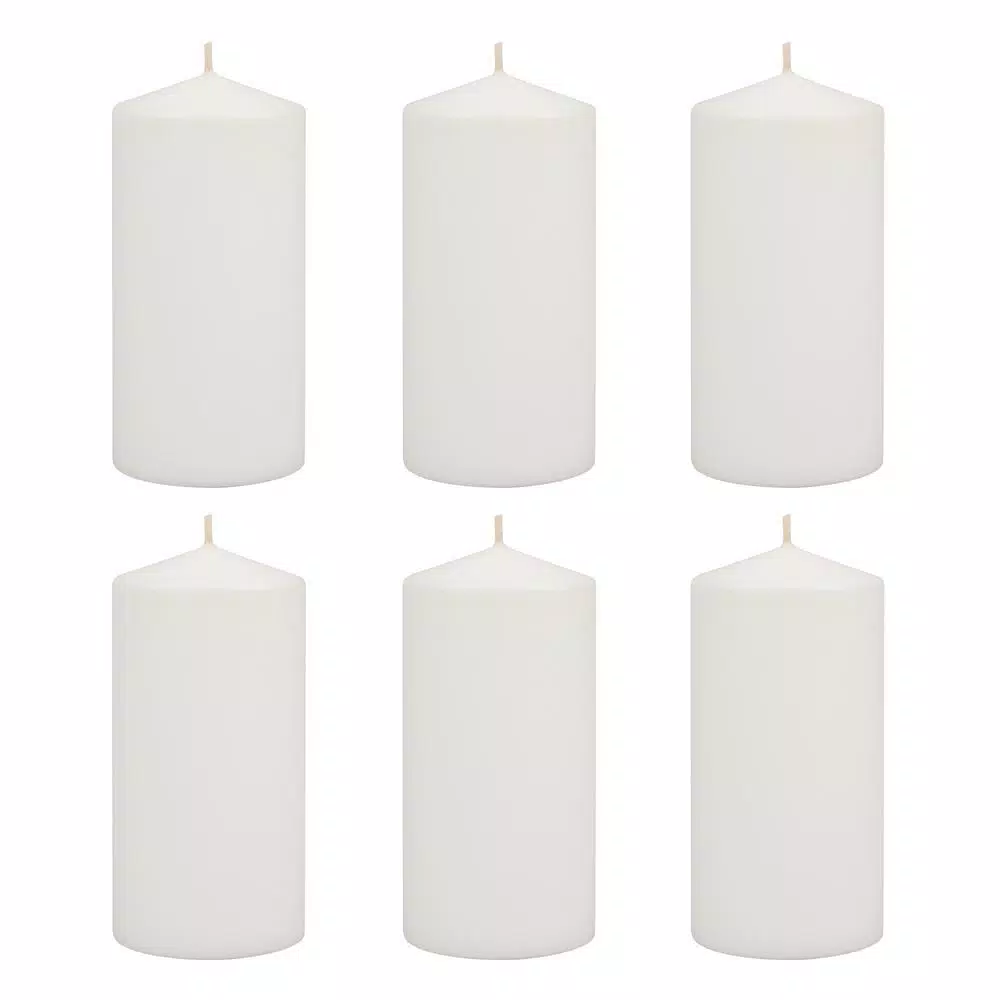 Stonebriar Collection 6 in. White Unscented Pillar Candles (Set of 6)