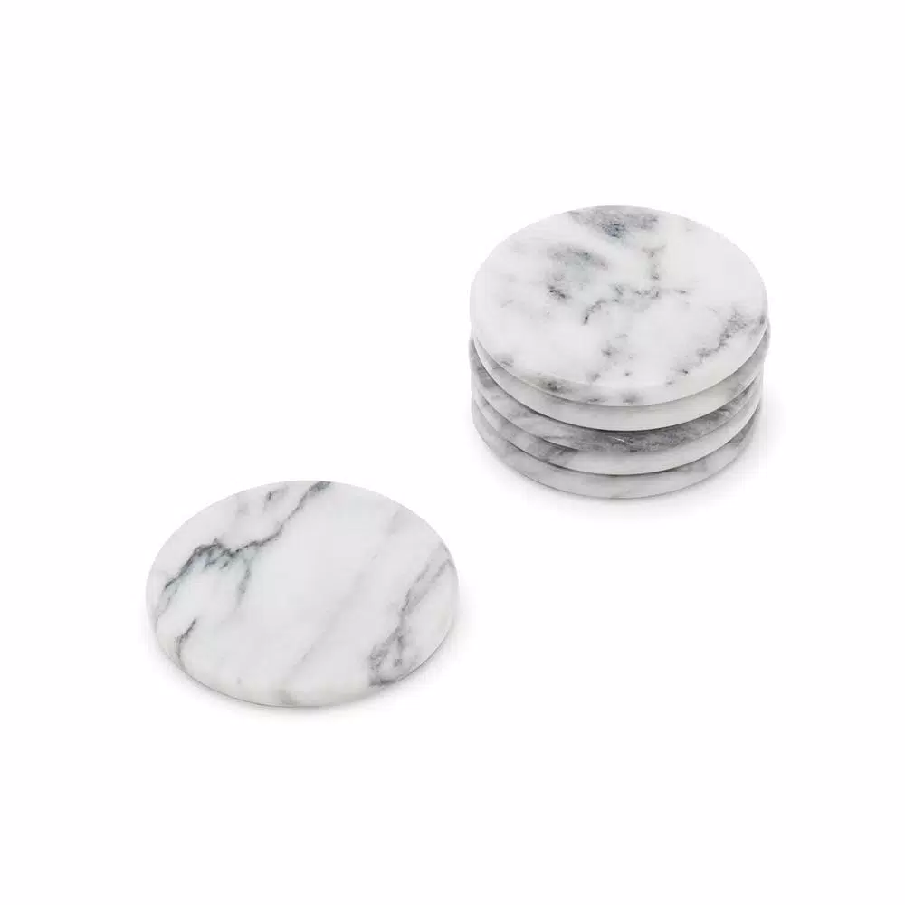 Fox Run White Marble Coaster S/6