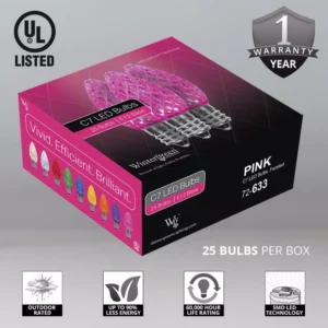 Wintergreen Lighting OptiCore C7 LED Pink Faceted Christmas Light Bulbs (25-Pack)