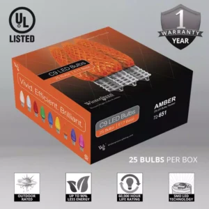 Wintergreen Lighting OptiCore C9 LED Orange Faceted Replacement Bulbs (25-Pack)