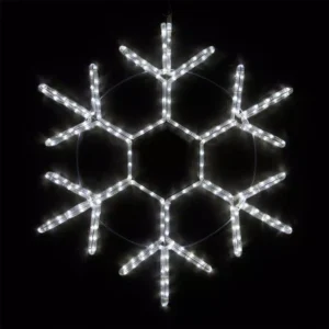 Wintergreen Lighting 24 in. 138-Light LED Cool White 18 Point Hanging Snowflake Decor