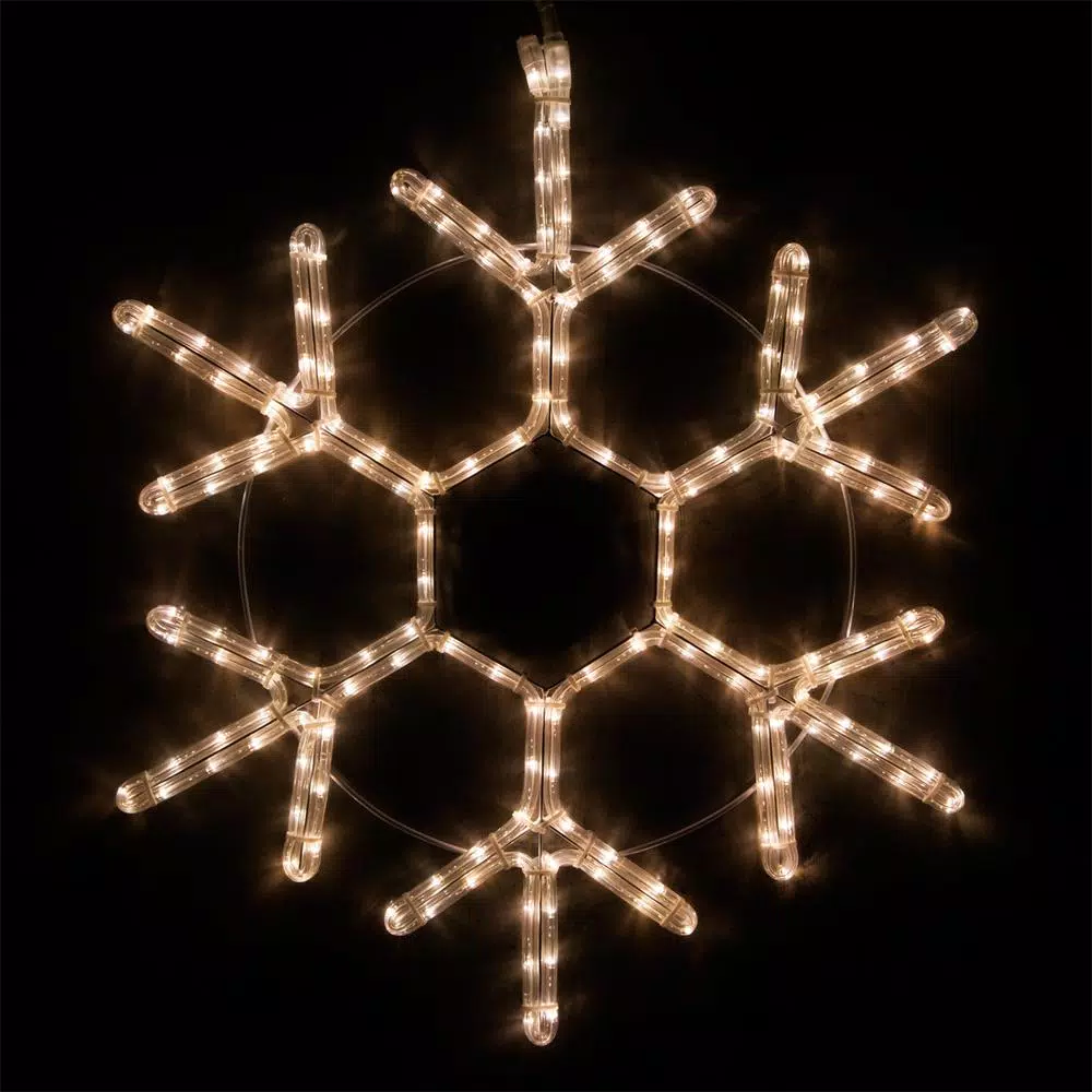 Wintergreen Lighting 24 in. 138-Light LED Warm White 18 Point Hanging Snowflake Decor
