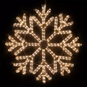 Wintergreen Lighting 24 in. 380-Light LED Warm White 40 Point Hanging Snowflake Decor