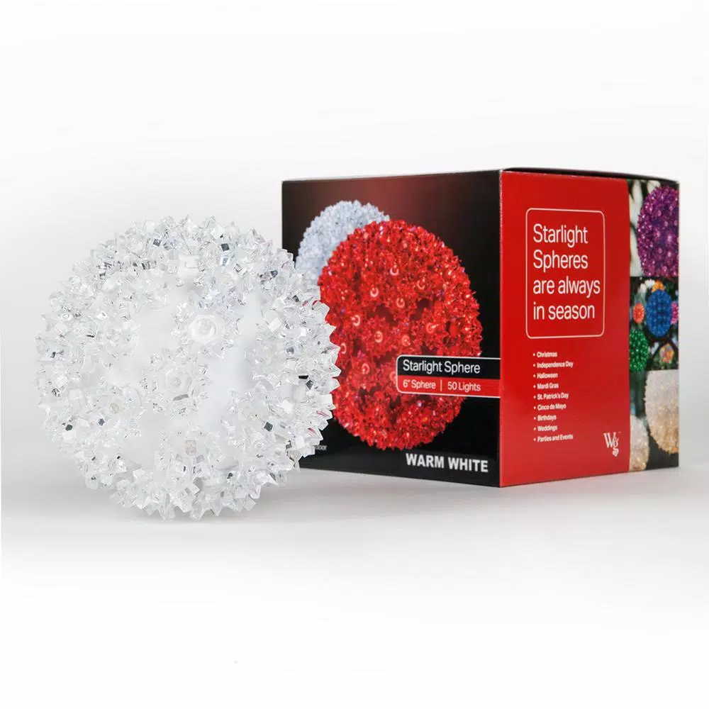 Wintergreen Lighting 6 in. 70-Light LED Warm White Decorative Starlight Sphere