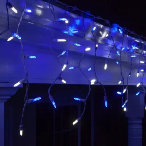 Wintergreen Lighting 7 ft. 70-Light M5 LED Blue and White Icicle Light Set