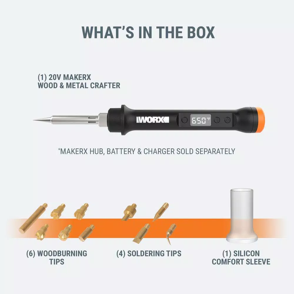 Worx MakerX 20-Volt Wood and Metal Crafter Rotary Tool Attachment and 12 Accessories (Tool-Only)