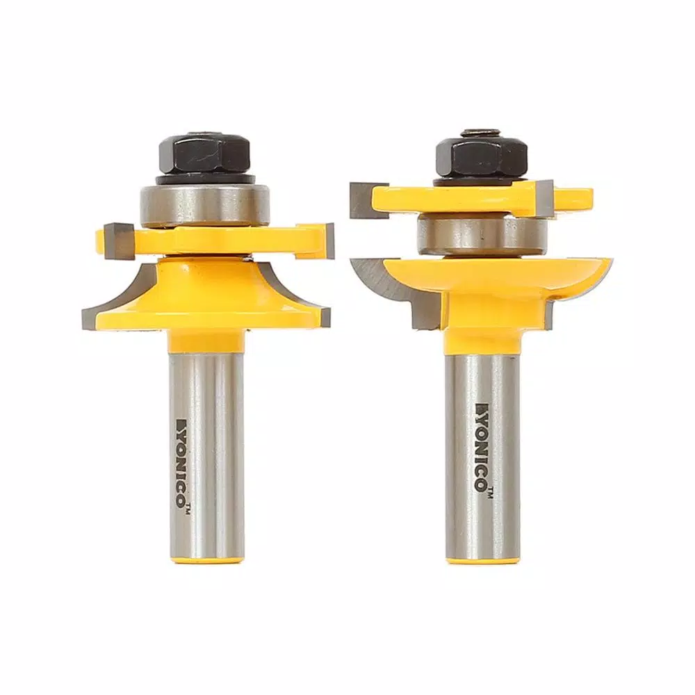 Yonico Rail and Stile Round Over 1/2 in. Shank Carbide Tipped Router Bit Set (2-Piece)