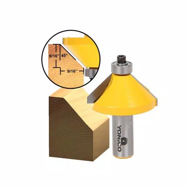 Yonico Chamfer Edge Forming 45-1/2 in. Shank Carbide Tipped Router Bit