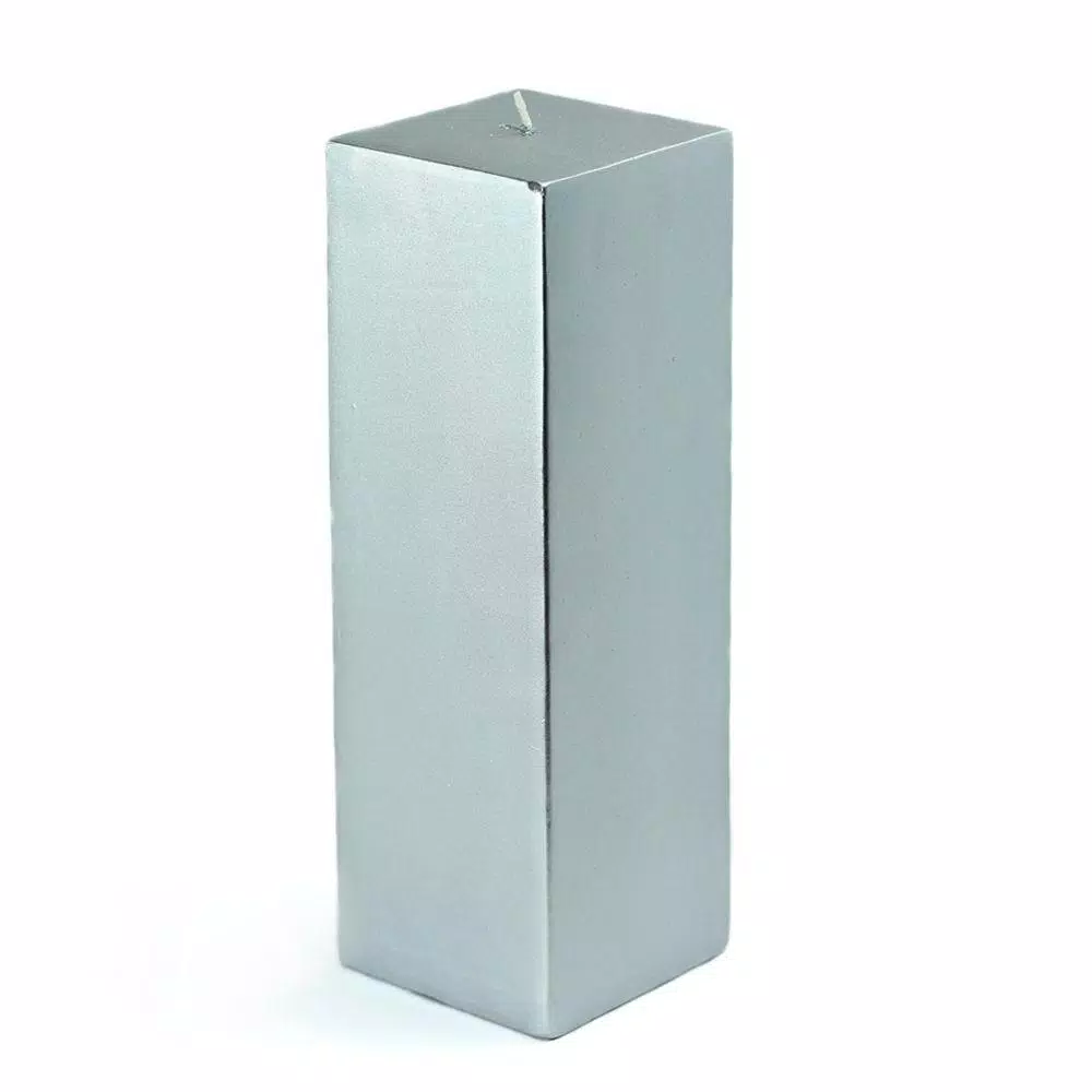 Zest Candle 3 in. x 9 in. Metallic Silver Square Pillar Candle Bulk (12-Box)